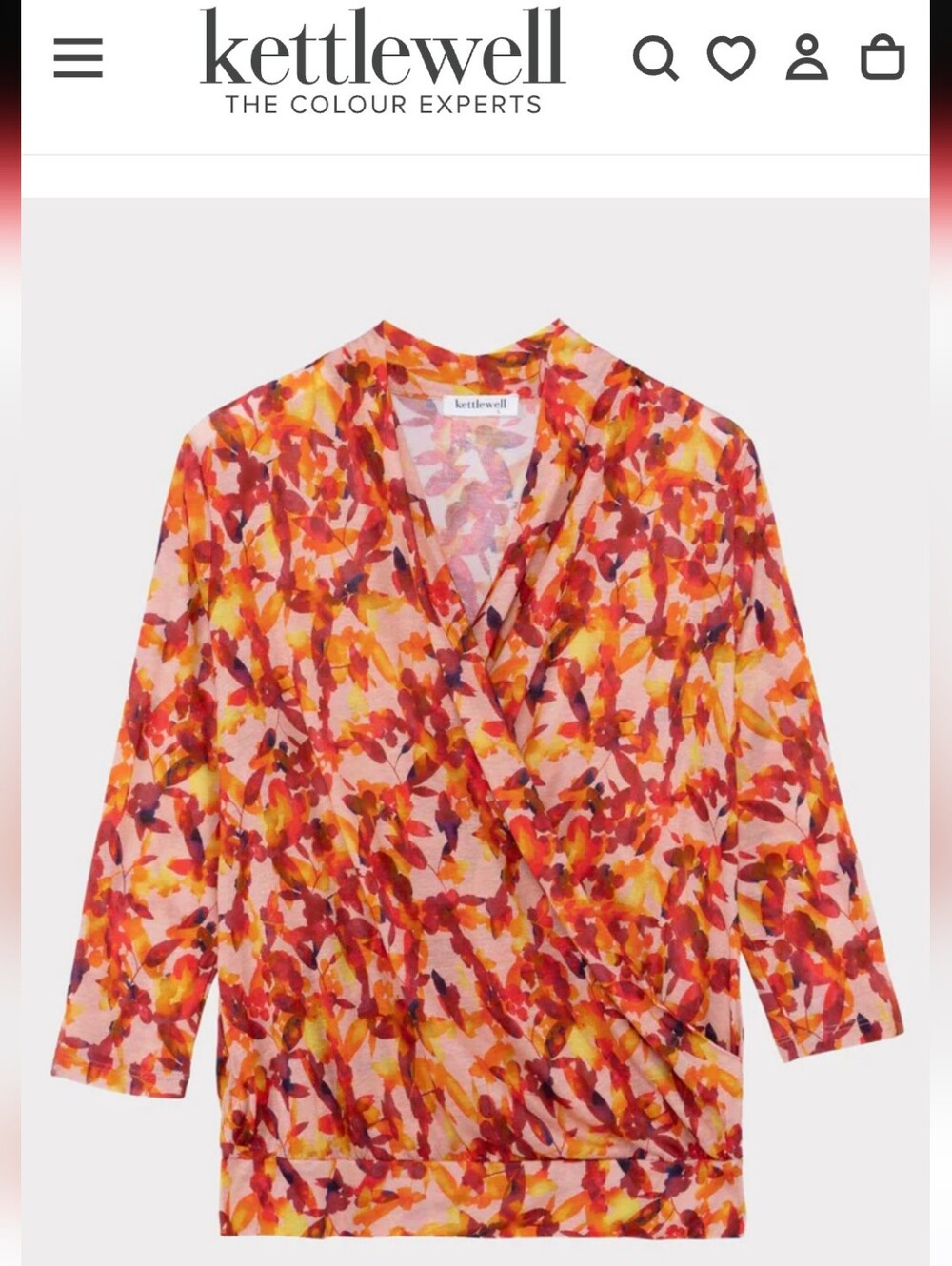 Kettlewell Colours Fia Print Wrap Featherweight Surplice Blouse Top Shirt Sz L